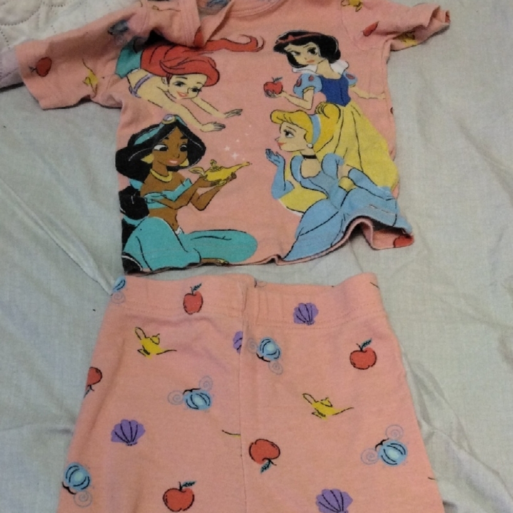 Disney Pink and Blue Pajama Set Whimsical Cartoon Design